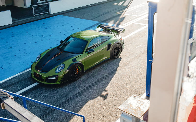 2019, Porsche 911 Turbo S GT Street RS, Techart, front view, green sports coupe, tuning 911 Turbo S, German cars, Porsche, HD wallpaper