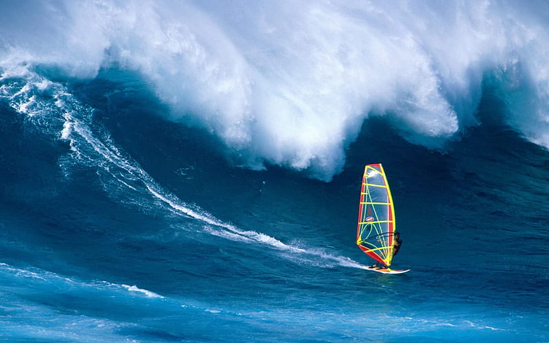 wind surfing, surfing, wind, wave, ocean, HD wallpaper