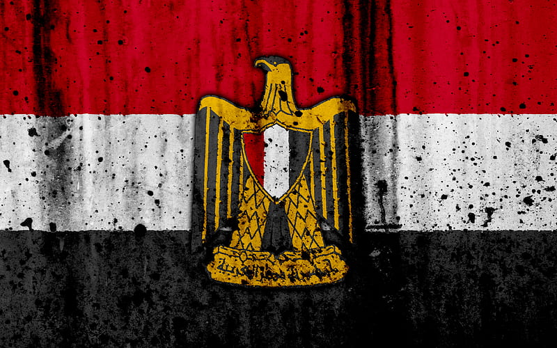 Egyptian flag grunge, Asia, flag of Egypt, national symbols, Egypt, Egyptian national emblem, national flag, coat of arms of Egypt, HD wallpaper