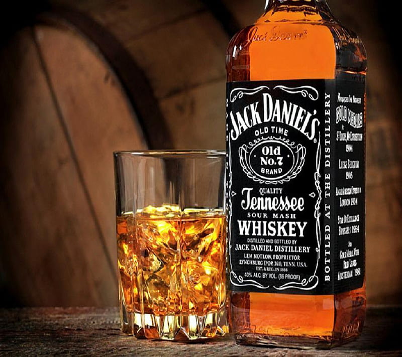 Jack Daniels, alchol, bottle, cool, drink, glass, ice, new, whiskey, HD wallpaper