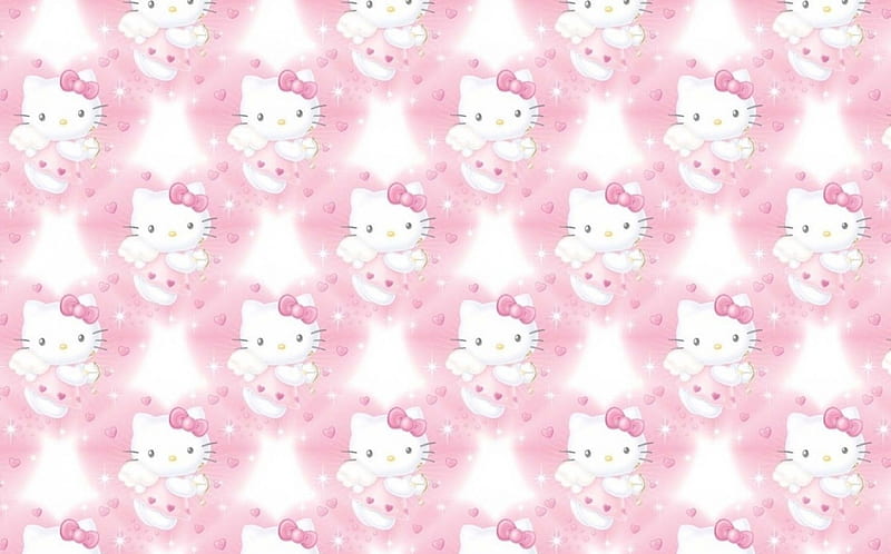 Hello Kitty pattern, hello kitty, child, white, cat, pink, animal, HD wallpaper