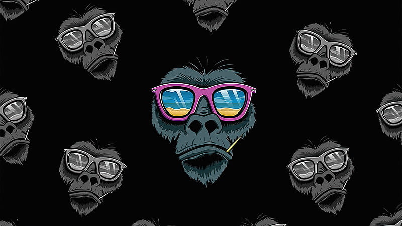 Cool Monkey Dark Minimal , dark, black, minimalism, minimalist, artist, artwork, digital-art, HD wallpaper
