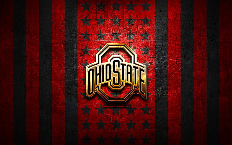Ohio State Buckeyes flag, NCAA, red