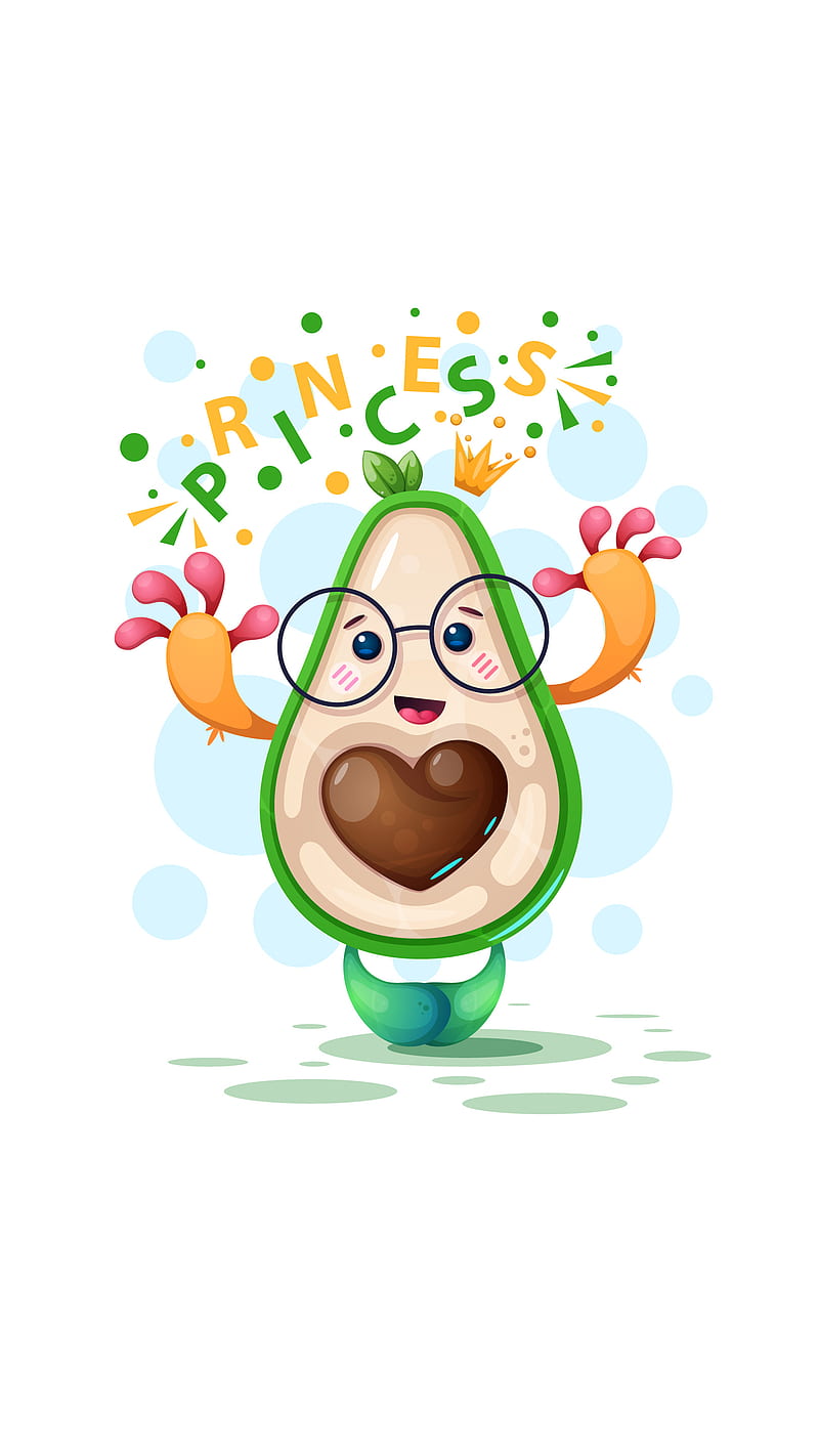 Princess Avocado, Kiss, brown, cute, glasses, green, guacamole, happy, heart, veggie, yellow, HD phone wallpaper