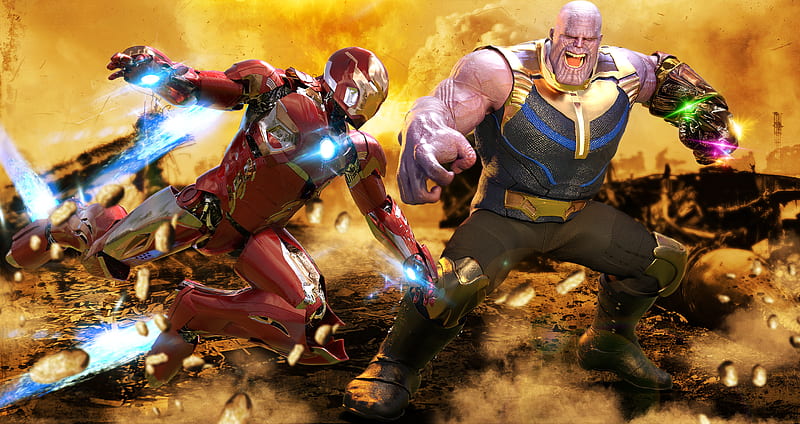Iron Man Vs Thanos , iron-man, thanos, superheroes, digital-art, superheroes, HD wallpaper