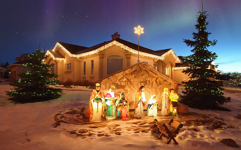 outdoor christmas nativity scene-Merry Christmas Album, HD wallpaper