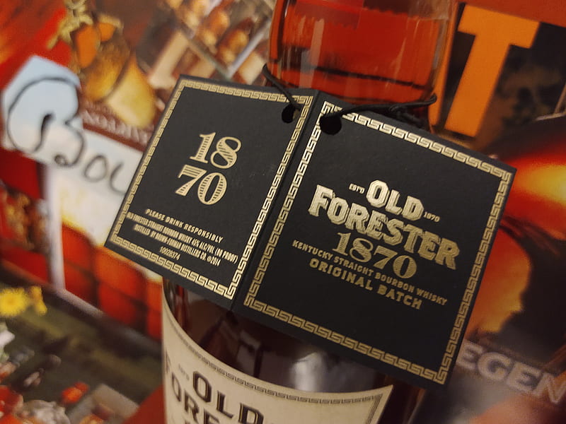 Label, 1870, bottles, bourbon, brown water, liquor, old forester, whiskey, HD wallpaper