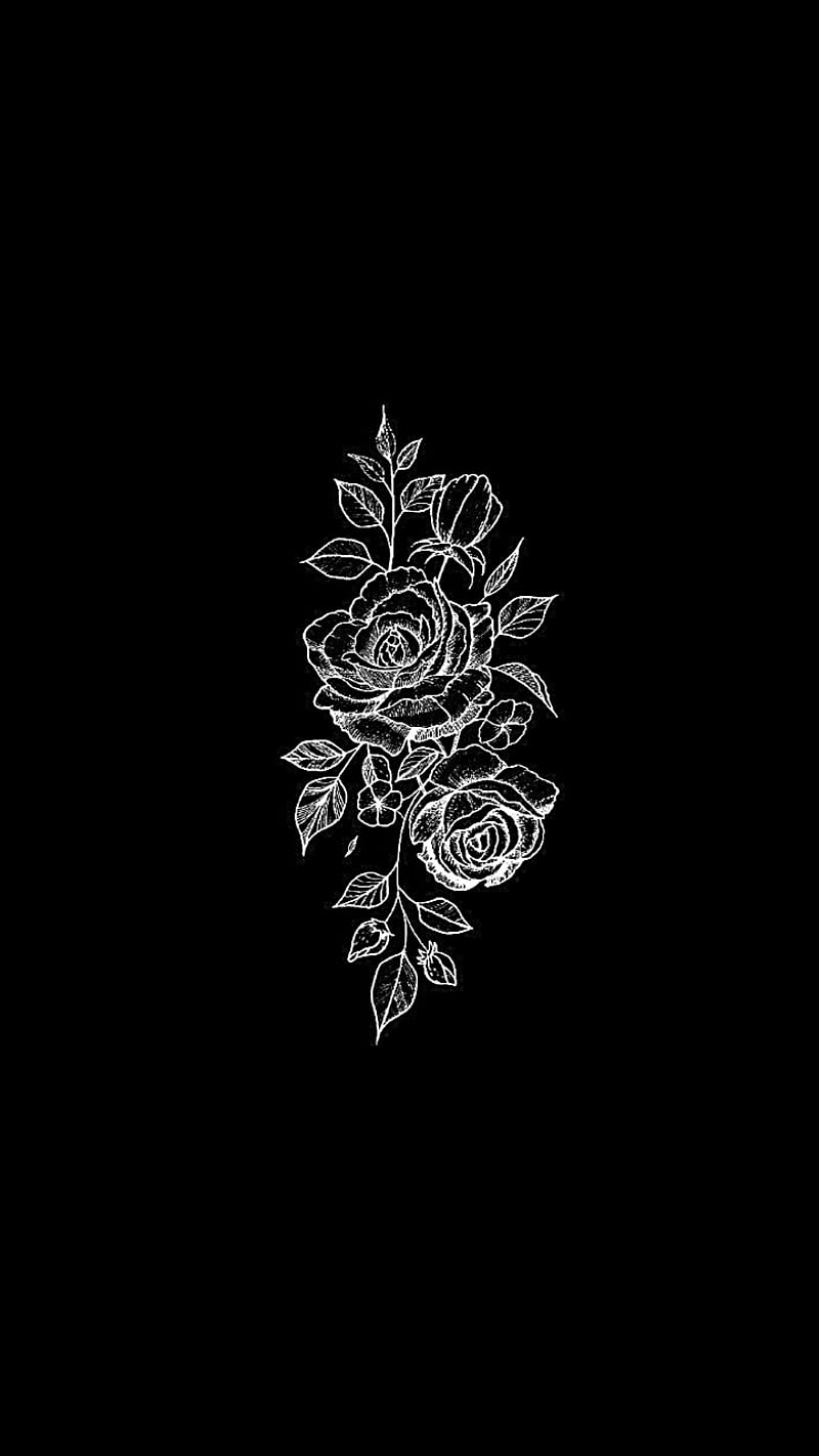 flower black white, 2020, desenho, , sprigamelvirus, HD phone wallpaper