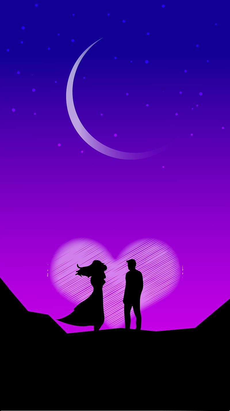 Love , black, butterfly, corazones, marvel, moon, music, planets, romantic, sillhouettes, HD phone wallpaper