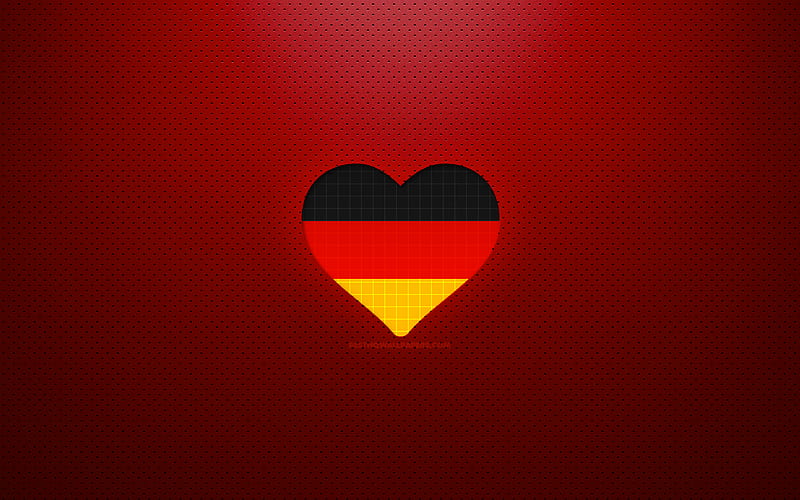 I Love Germany Europe, red dotted background, German flag heart, Germany, favorite countries, Love Germany, German flag, HD wallpaper