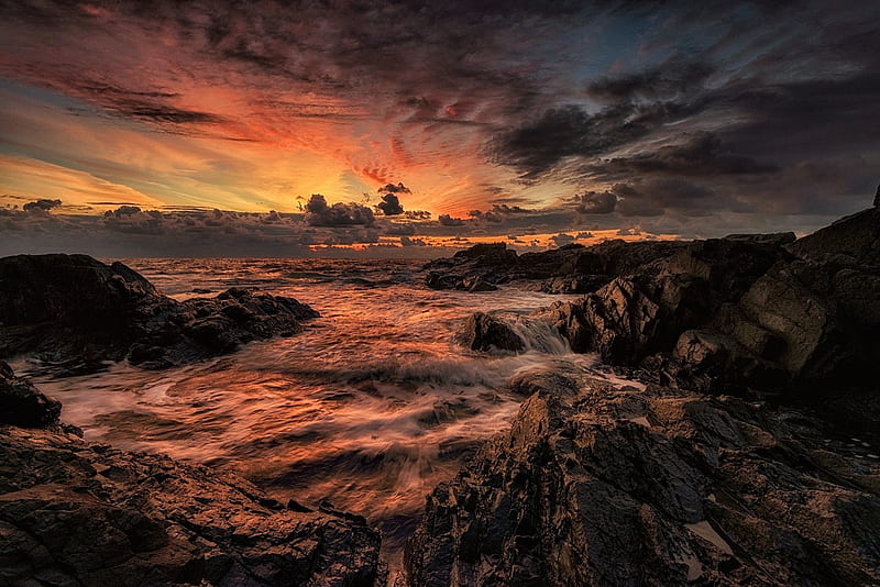 Dark Cloudy Sea Sunset, Sea, Sky, Oceans, Sunsets, Nature, HD wallpaper ...