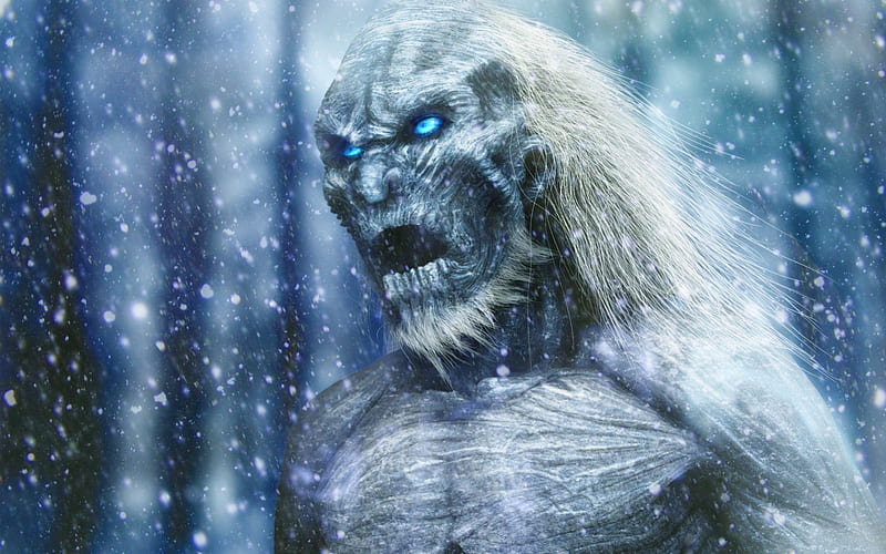 Game of Thrones - White Walkers, house, westeros, game, artwork white walkers, show, fantasy, tv show George R R Martin, GoT, essos, fantastic, HBO, abstract, a song of ice and fire, Game of Thrones, winter, thrones, medieval, snow, entertainment, skyphoenixx1, ice, HD wallpaper