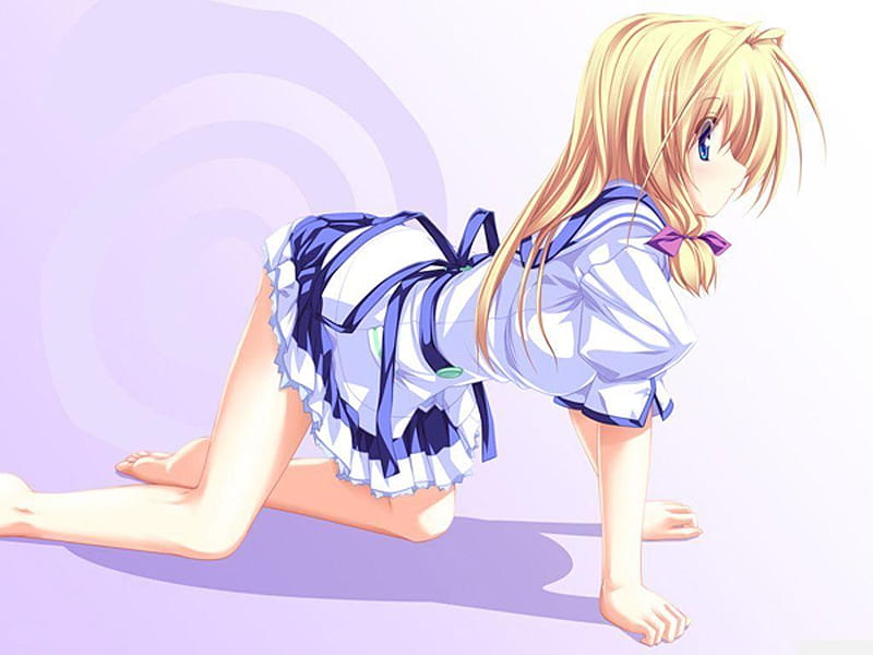 The cute Crawl, blond girl, dress, sefuku, anime, crawl, school uniform, HD wallpaper