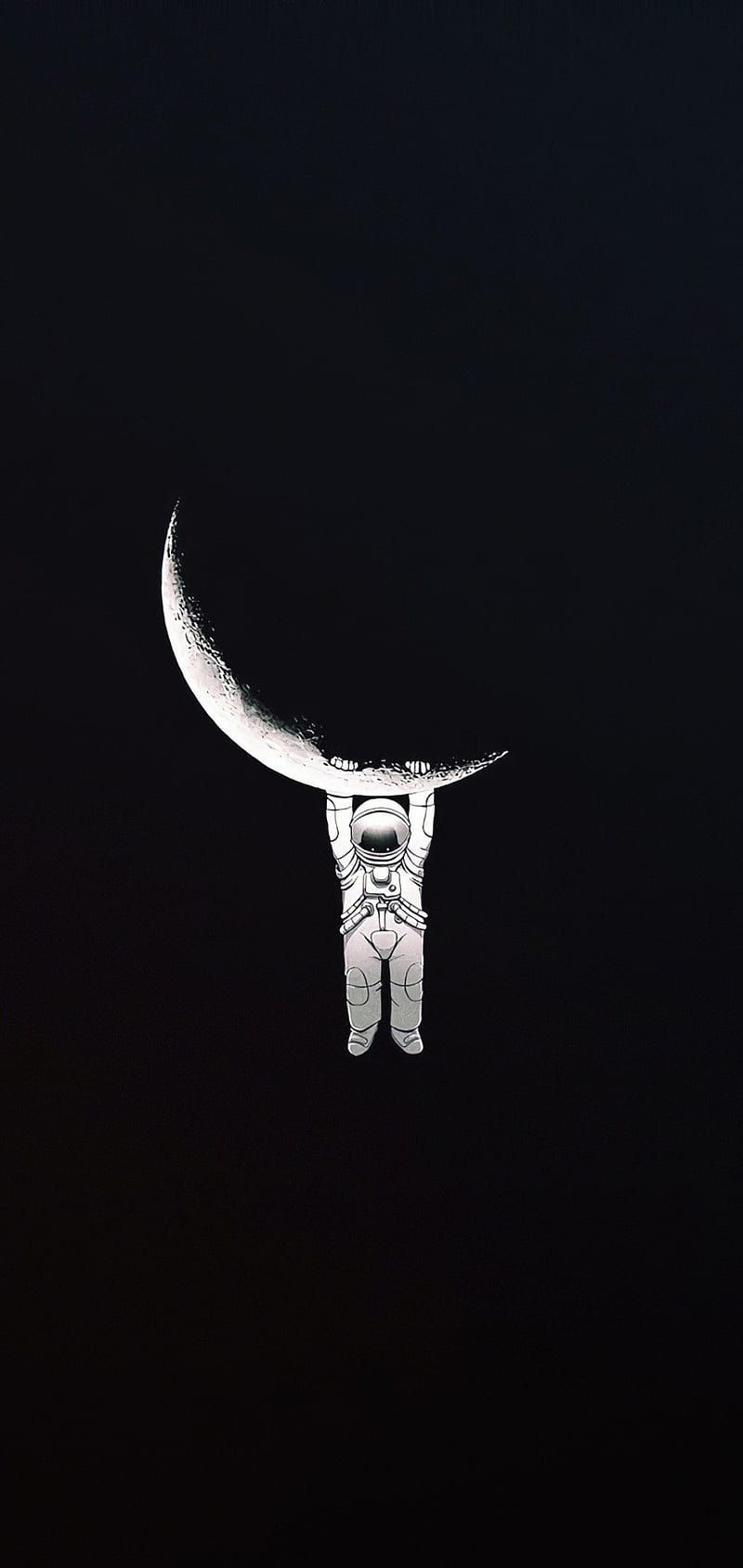 Black, astronaut, moon, HD phone wallpaper