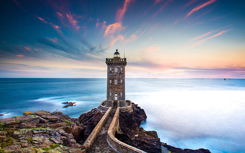 Brittany Lighthouse Coastline 2020 Scenery, HD wallpaper