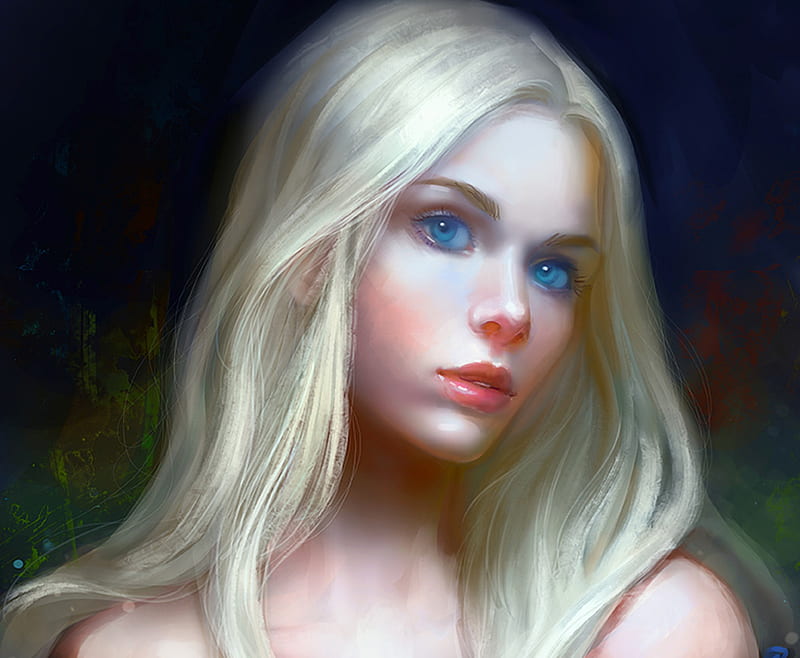 Issa Art Anndr Luminos Blonde Fantasy Girl Portrait Blue Eyes