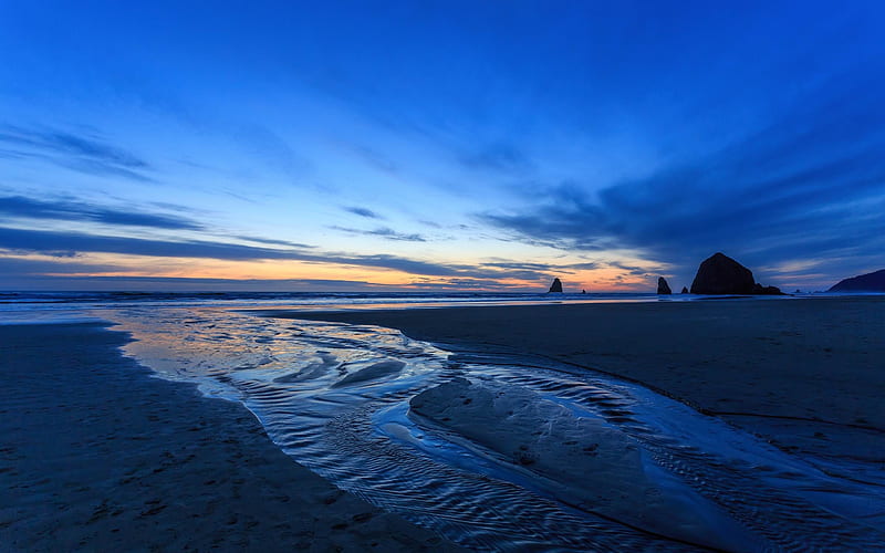 Sunset Beach Oregon-Scenery, HD wallpaper