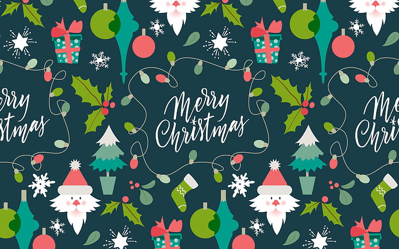 Merry Christmas, Happy New Year, Christmas seamless texture, Christmas background, texture with santa claus, HD wallpaper