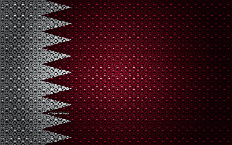Flag of Qatar creative art, metal mesh texture, Qatar flag, national symbol, Qatar, Asia, flags of Asian countries, HD wallpaper
