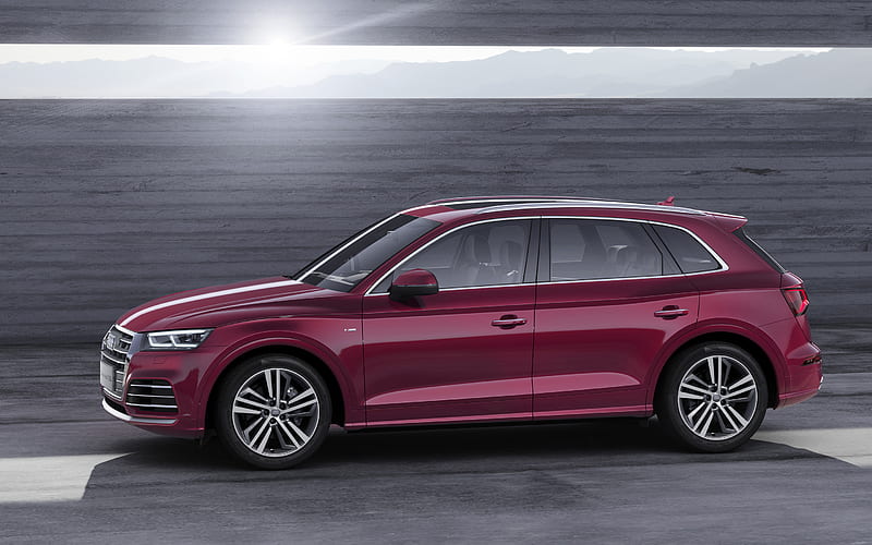 Audi Q5L, crossovers, 2019 cars, side view, purple Q5L, german cars, Audi, HD wallpaper