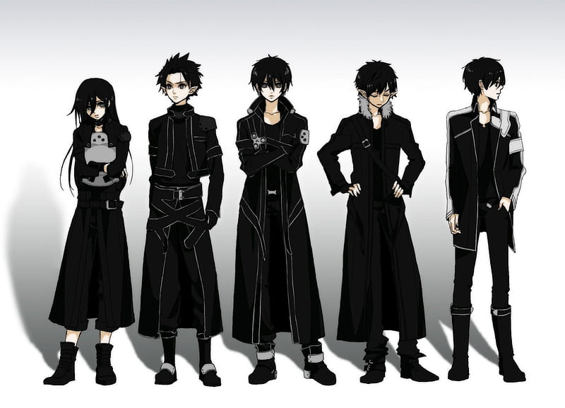 Kirito's, beater, kazuto, guy, bnlack, angry, kirito, group, emotional, anime, anime girl, long hair, team, black hair, female, male, kirigaya kazuto, mad, sword art online, kirigaya, plain, short hair, armor, boy, sao, warrior, girl, dark, simple, sinister, serious, HD wallpaper