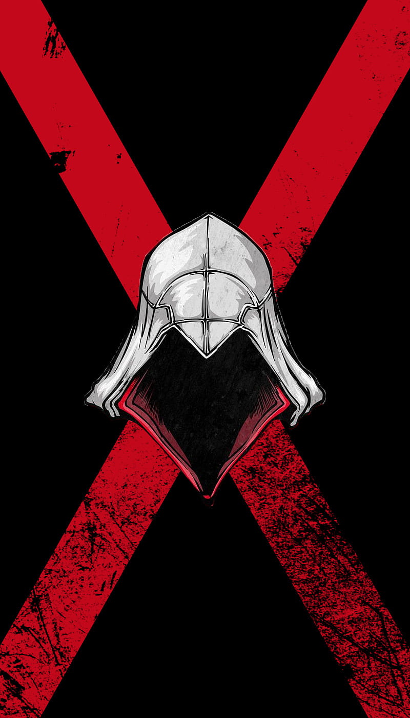 Assassins Creed, assassin, black, hood, hoodie, red, HD phone wallpaper