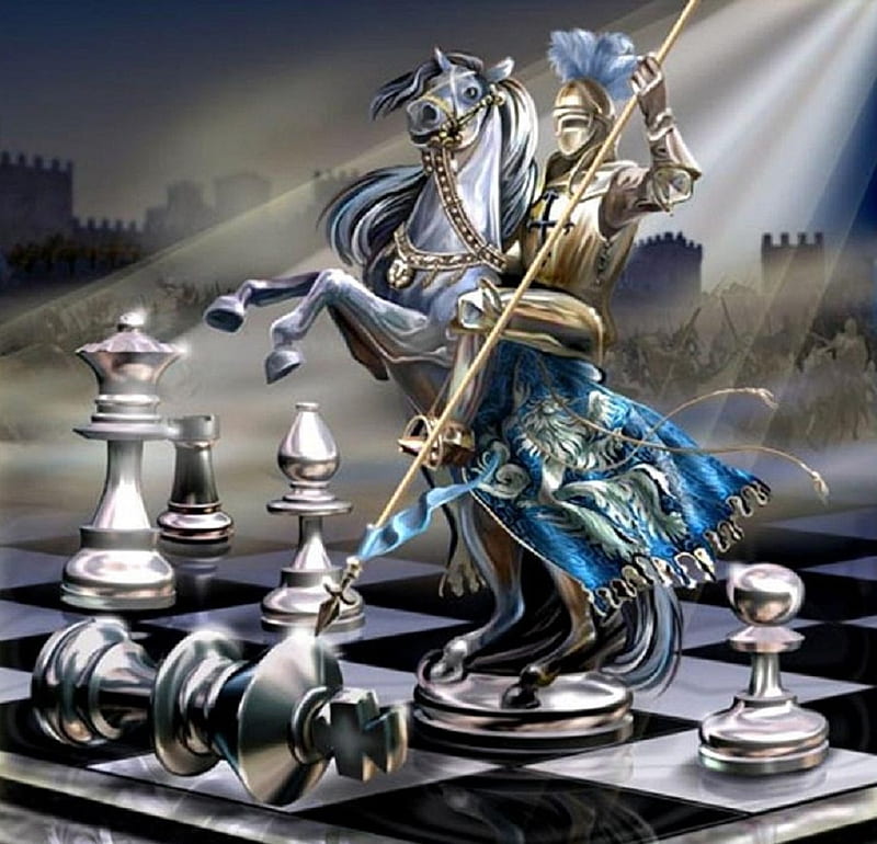 Check-Mate, fallen, king, fantasy, abstract, artwork, knight, chess-board,  HD wallpaper | Peakpx