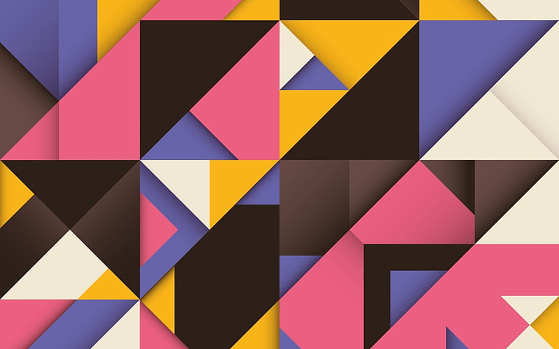 colorful triangles, geometric shapes, abstract art, material design, lollipop, triangles, creative, strips, geometry, colorful backgrounds, HD wallpaper