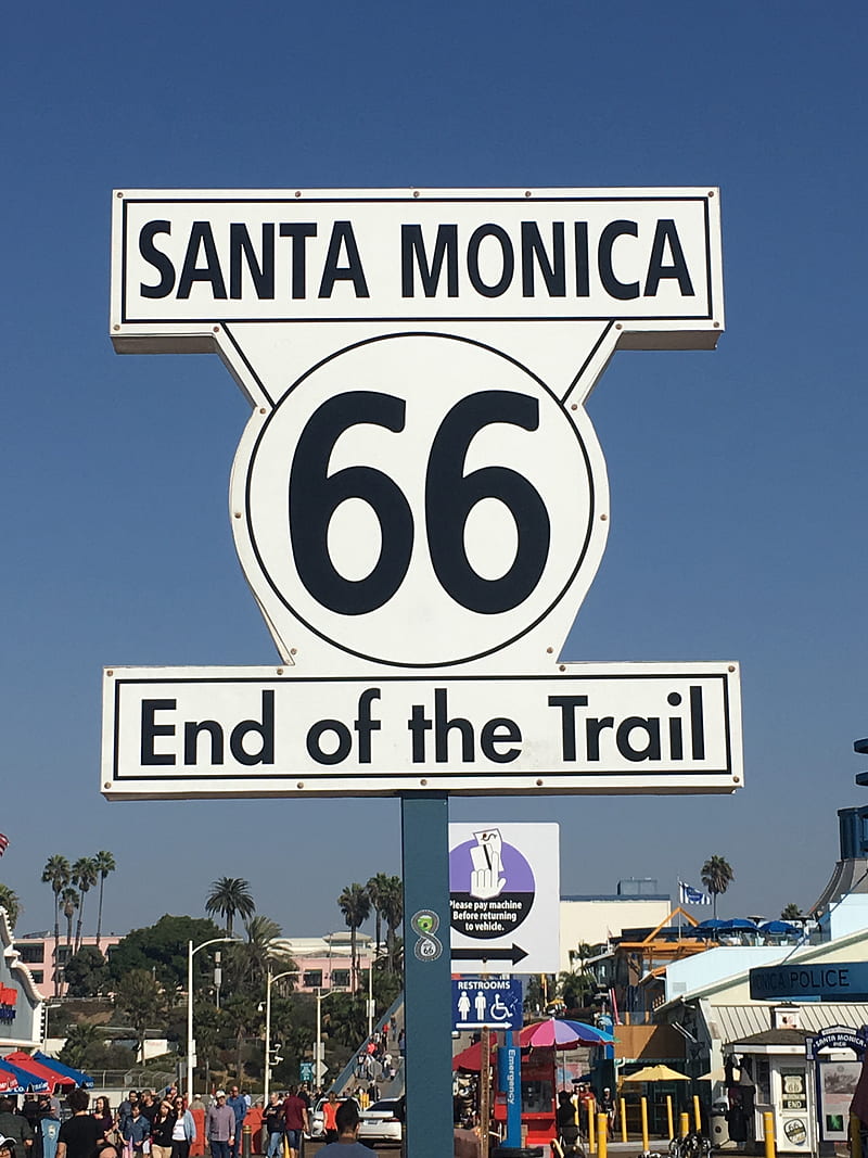 Route 66 CA, california, end of the road, end of the trail, route 66, santa monica, HD phone wallpaper