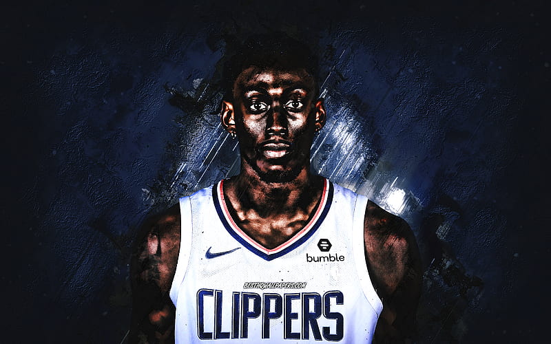 Johnathan Motley, NBA, Los Angeles Clippers, blue stone background, American Basketball Player, portrait, USA, basketball, Los Angeles Clippers players, HD wallpaper
