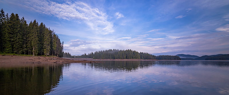 Waterscape Ultra, Nature, Lakes, Trees, blooddrainergraphy, dam, reservoir, bulgaria, waterscape, HD wallpaper