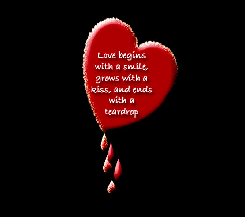 Heart of Love, bleed, kiss, red, smile, teardrop, HD wallpaper