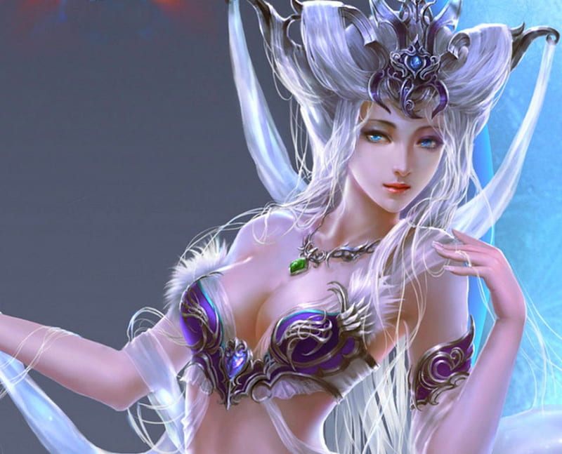 Ice Princess, beauty, art, fantasy, woman, HD wallpaper