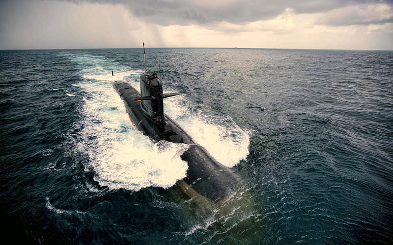 Kalvari, attack submarines, Indian Navy, sea, Scorpene-class, Indian army, HD wallpaper