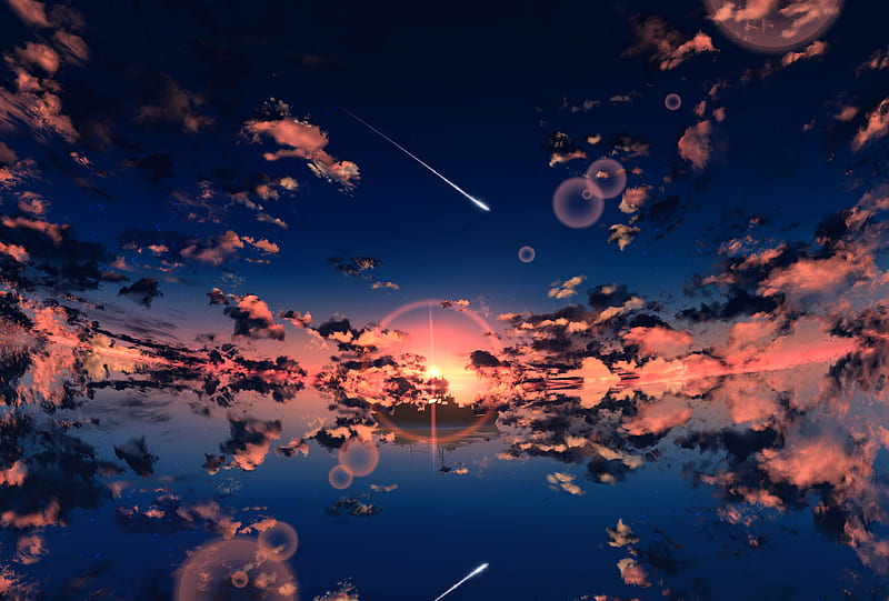 flash, clouds, water, reflection, HD wallpaper