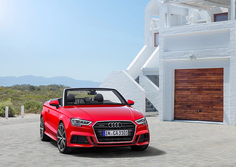 2017, audi, red, cabriolet, convertible, HD wallpaper