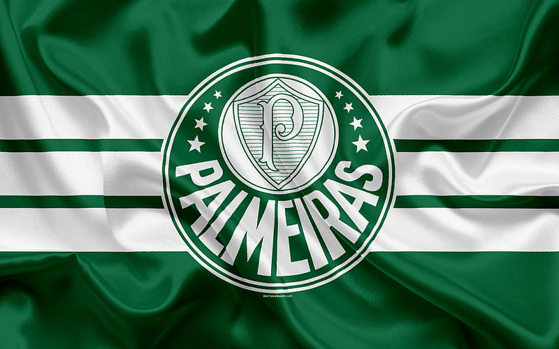 Palmeiras FC, Brazilian football club, emblem, logo, Brazilian Serie A, football, Sao Paulo, Brazil, silk flag, HD wallpaper