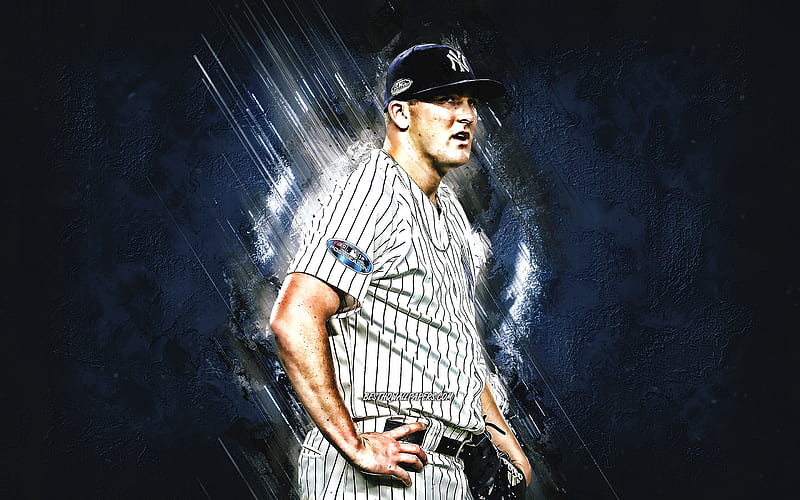 Jonathan Holder, MLB, New York Yankees, blue stone background, baseball, portrait, USA, american baseball player, creative art, HD wallpaper