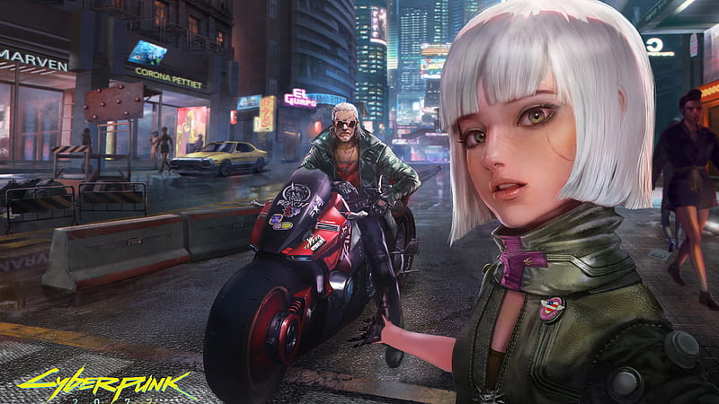 Cyberpunk 2077 Selfie with Biker, HD wallpaper
