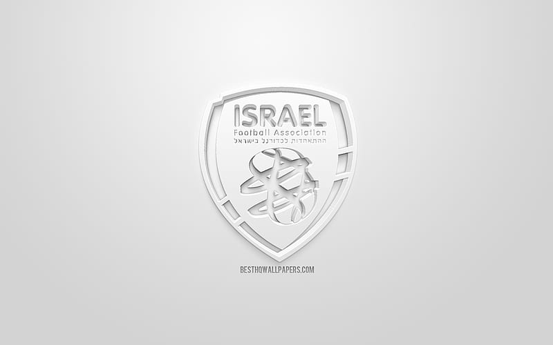 Israel national football team, creative 3D logo, white background, 3d emblem, Israel, Europe, UEFA, 3d art, football, stylish 3d logo, HD wallpaper