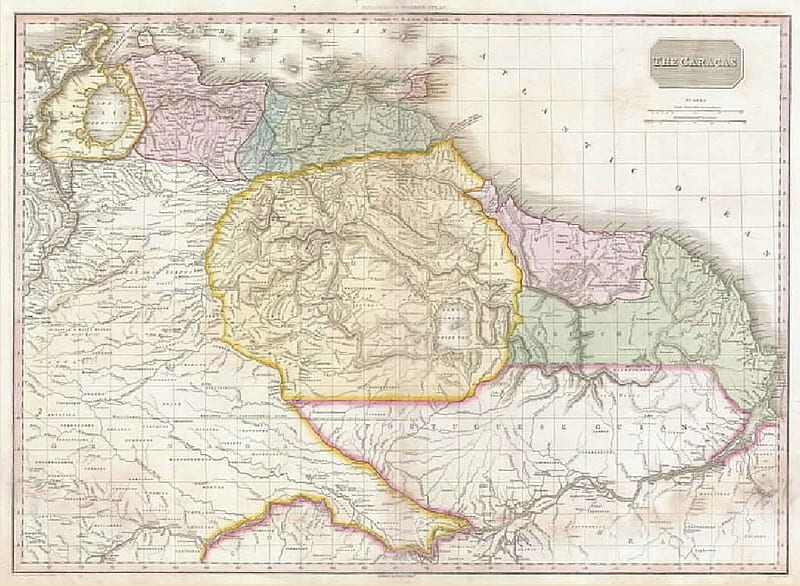 Pinkerton Map of Northeastern South America (Venezuela, Guyana, Surinam) - Geographicus - Caracas-pinkerton-1818., Pinkerton Map, America, Cartography, South America, HD wallpaper