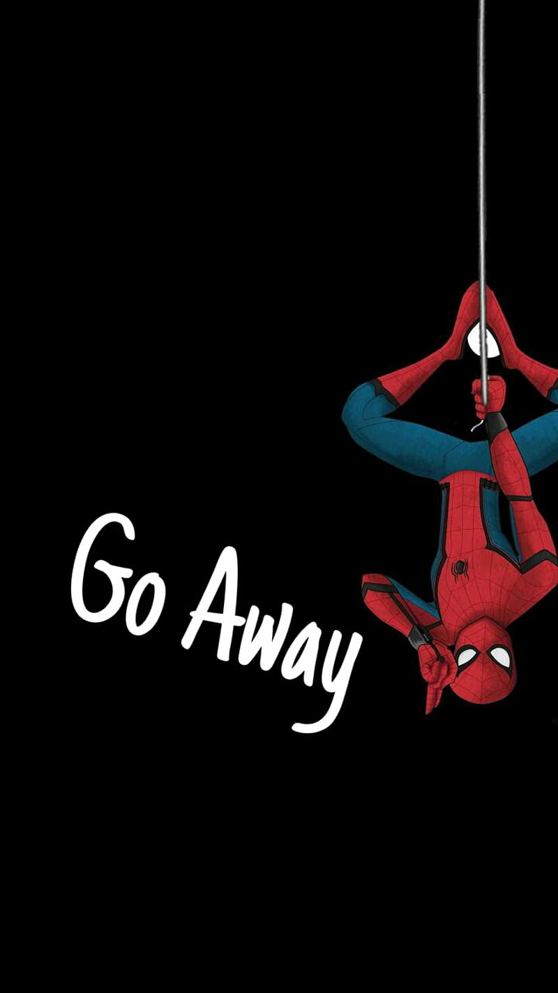 Spiderman go away, dont touch my phone, go away, lock, lock , rn, samy, saying, spiderman, HD phone wallpaper