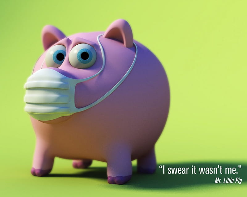 mr little pig, pig, fun, flu, green, HD wallpaper