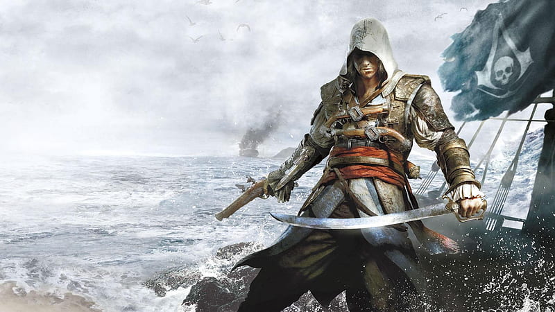 Assassin's Creed IV : Black Flag, ac 4, ps3, revelations, assassins creed, ubisoft, brotherhood, altair, game, ezio, Connor, Black Flag, pirate, Edward Kenway, xbox 360, assassins creed 4, pc, HD wallpaper
