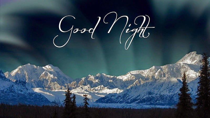 Good Night Word In White Mountains Under Sky Background Good Night, HD wallpaper