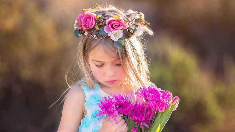 Lidia Petronella flower girl, chica, fille, blonde, maedchen, spring, cute,  cutie, HD wallpaper