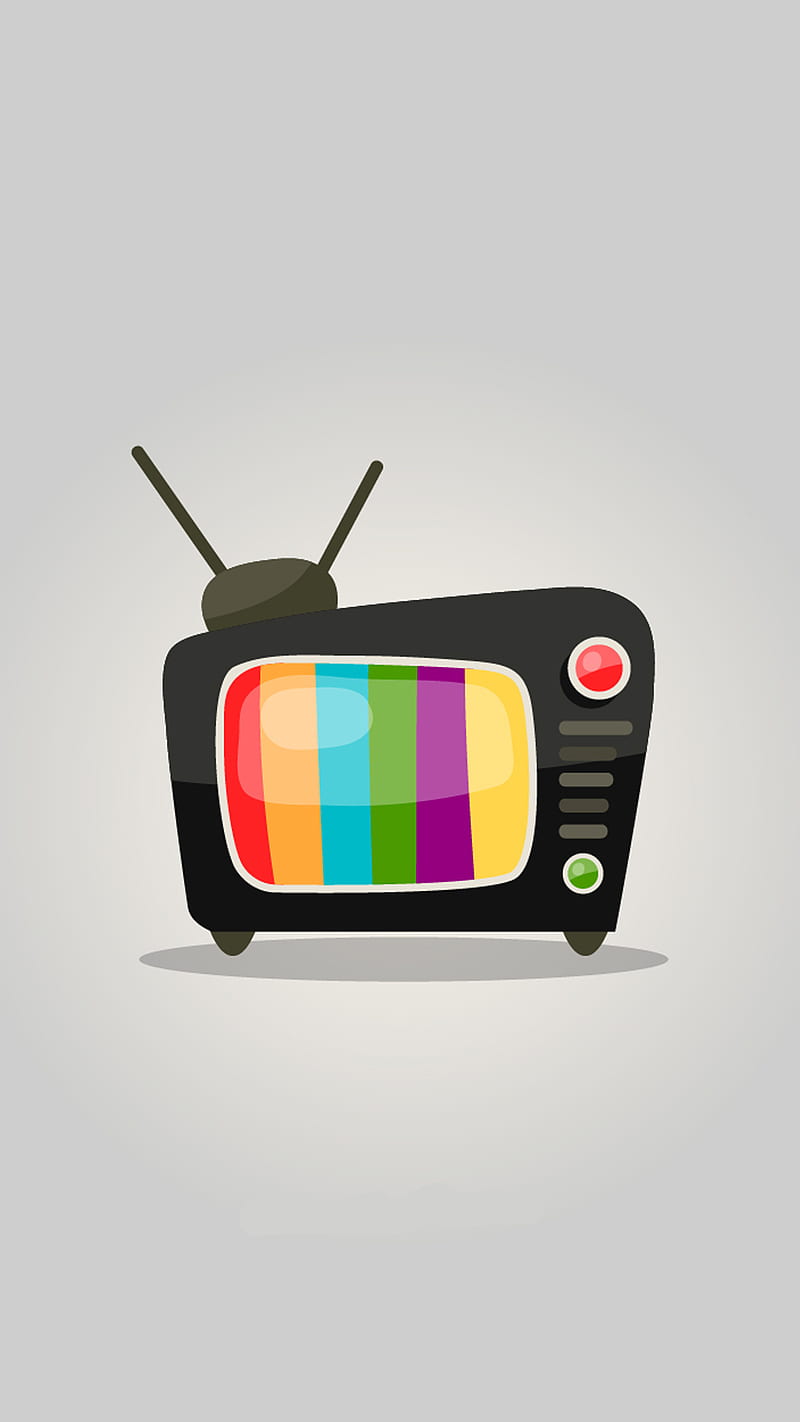 Retro TV, 80s, Kiss, antenna, black, blue, colors, green, orange, purple, red, television, video, yellow, HD phone wallpaper
