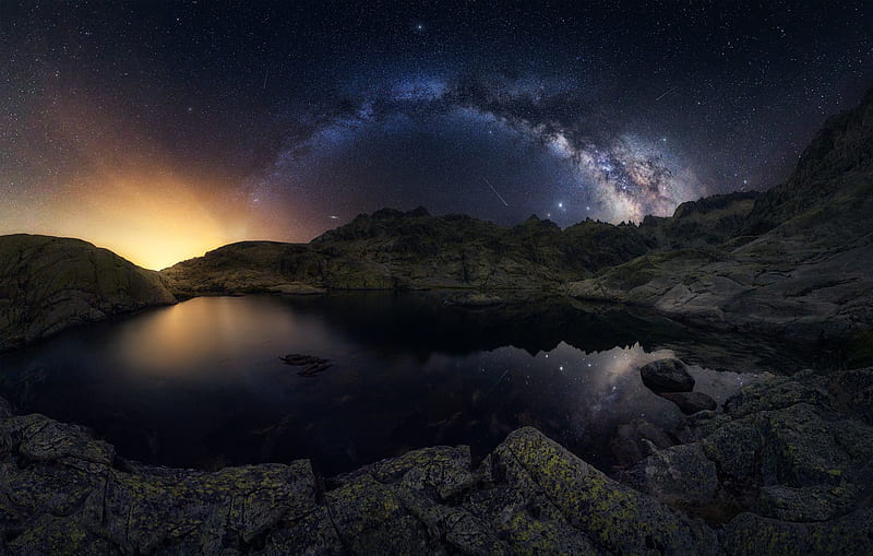 Earth, Night, Lake, Milky Way, Nature, Reflection, Starry Sky, HD wallpaper
