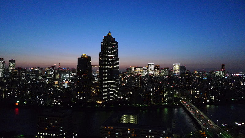 Tokyo, skyscraper, city, night, HD wallpaper