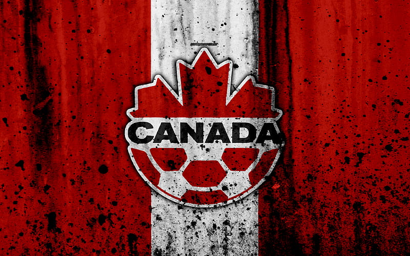 Canada national football team emblem, grunge, North America, football, stone texture, soccer, Canada, logo, North American national teams, HD wallpaper
